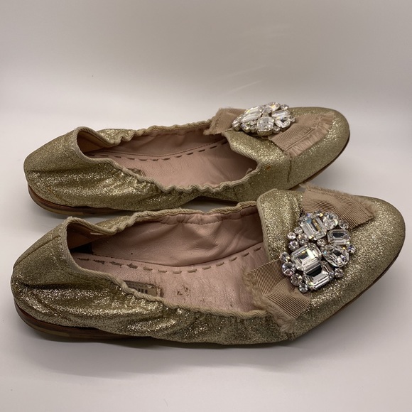 Miu Miu Loafers Flats Gold Authentic - Picture 9 of 13